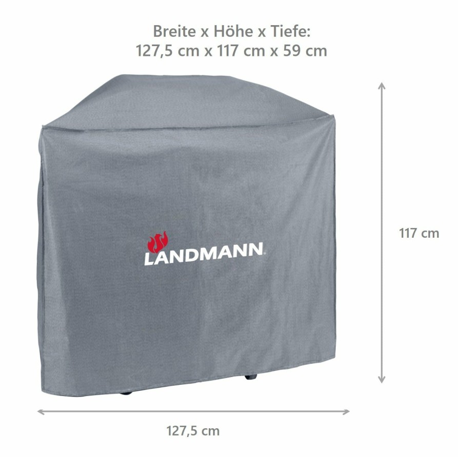 Zubehor LANDMANN Grillabdeckungen | Premium Wetterschutzhaube (59 X 127.5 X 117 Cm) - Grau