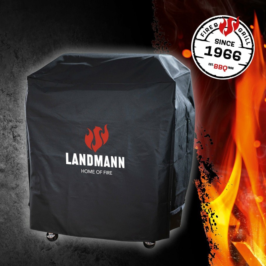 Zubehor LANDMANN Grillabdeckungen | Premium Wetterschutzhaube L (60 X 96 X 120 Cm) - Schwarz