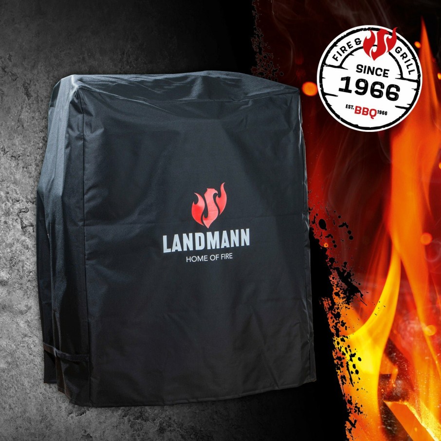 Zubehor LANDMANN Grillabdeckungen | Premium Wetterschutzhaube M (60 X 80 X 120 Cm) - Schwarz